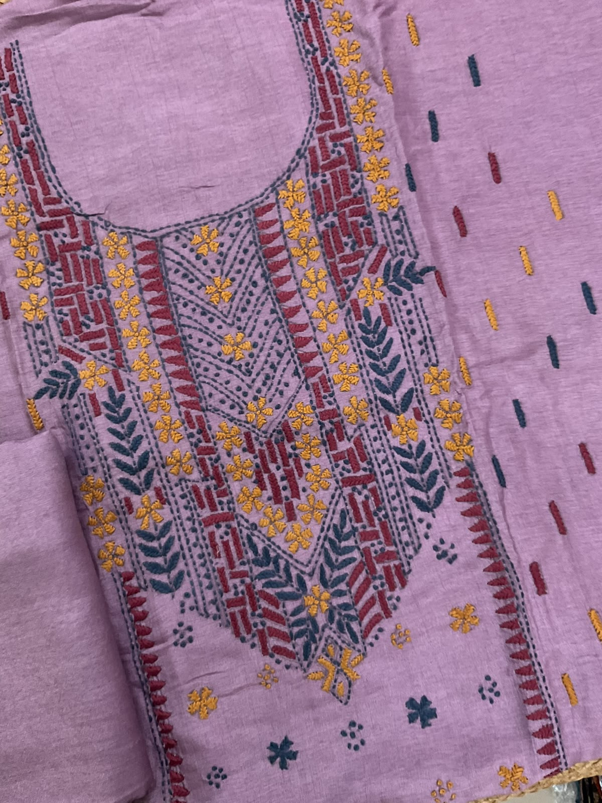Soft Dola Silk Embroidered Suit - Purple