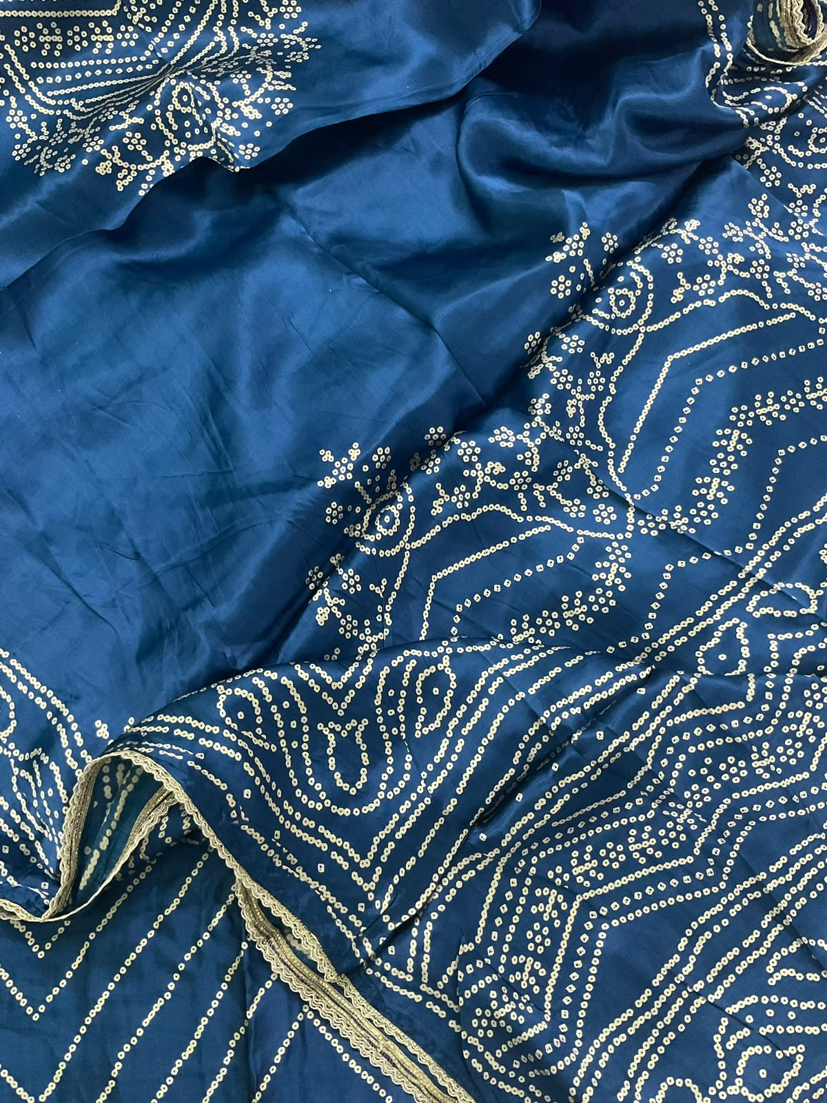Soft Gajji Silk Printed Embroidered Suit - Blue