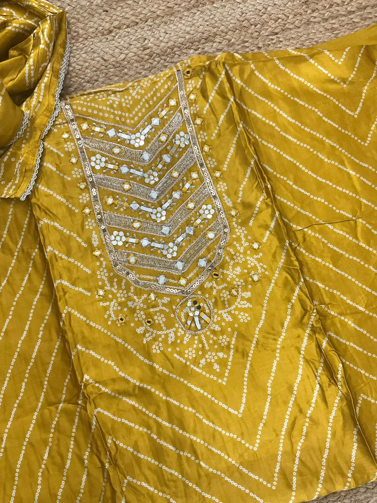 Soft Gajji Silk Printed Embroidered Suit - Yellow