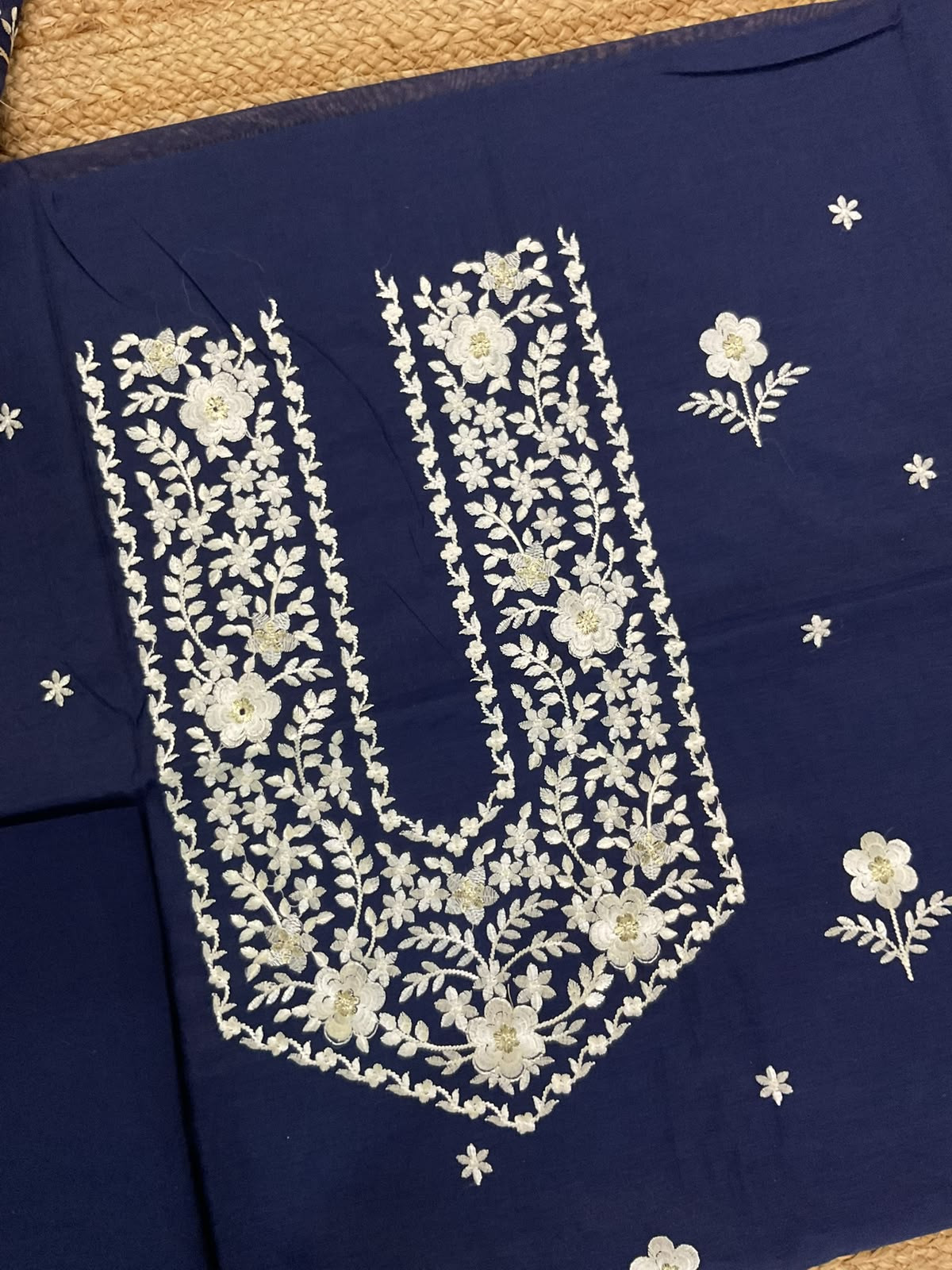 Soft Chanderi Embroidered Suit - Blue