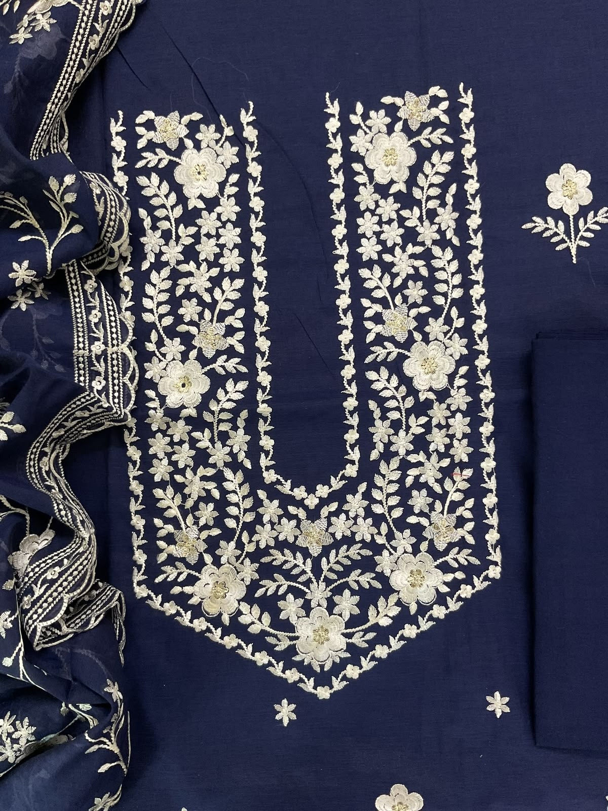 Soft Chanderi Embroidered Suit - Blue