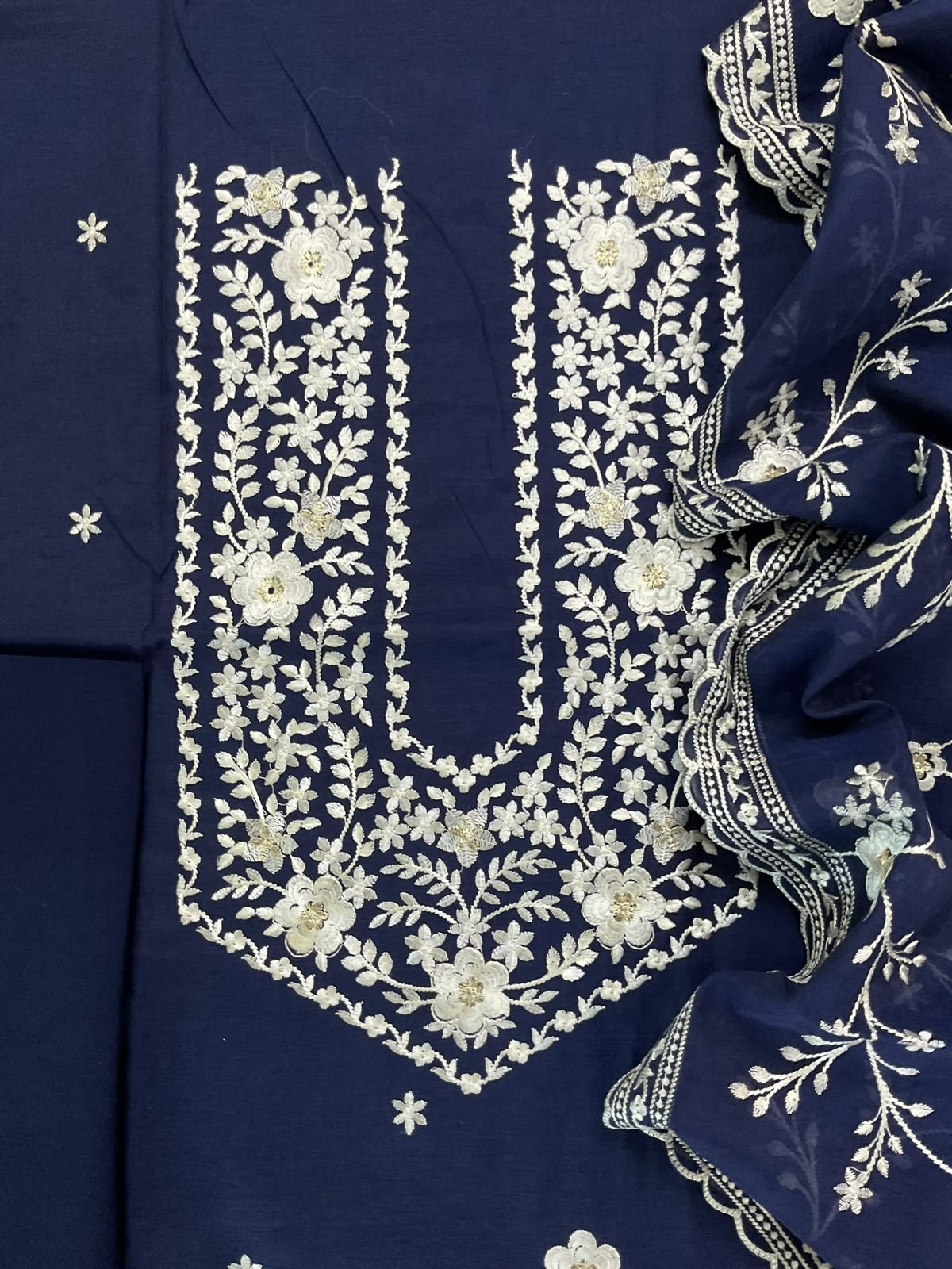 Soft Chanderi Embroidered Suit - Blue