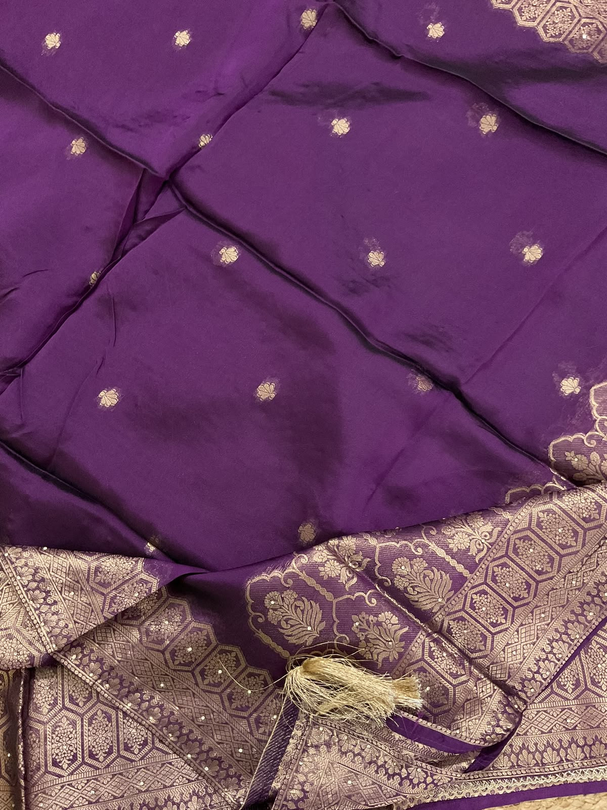 Soft Dola Silk Banarasi Weaved Brocade Embroidered Suit - Violet