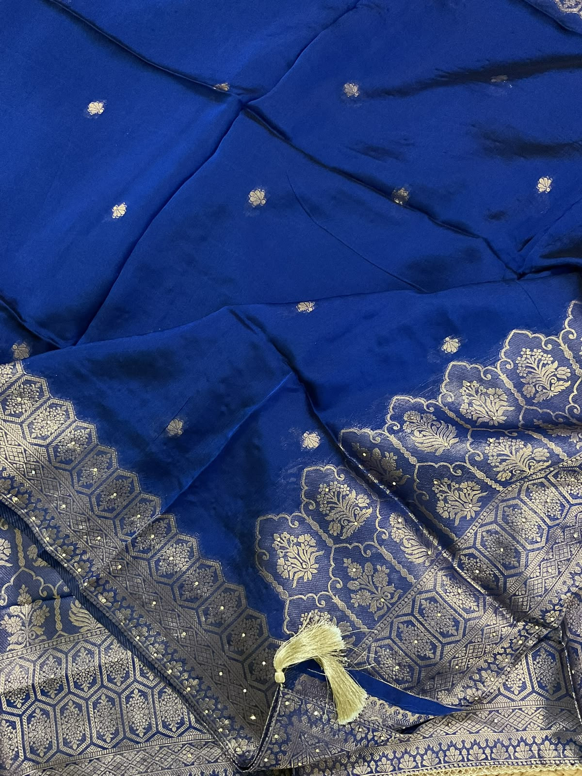 Soft Dola Silk Banarasi Weaved Brocade Embroidered Suit - Blue