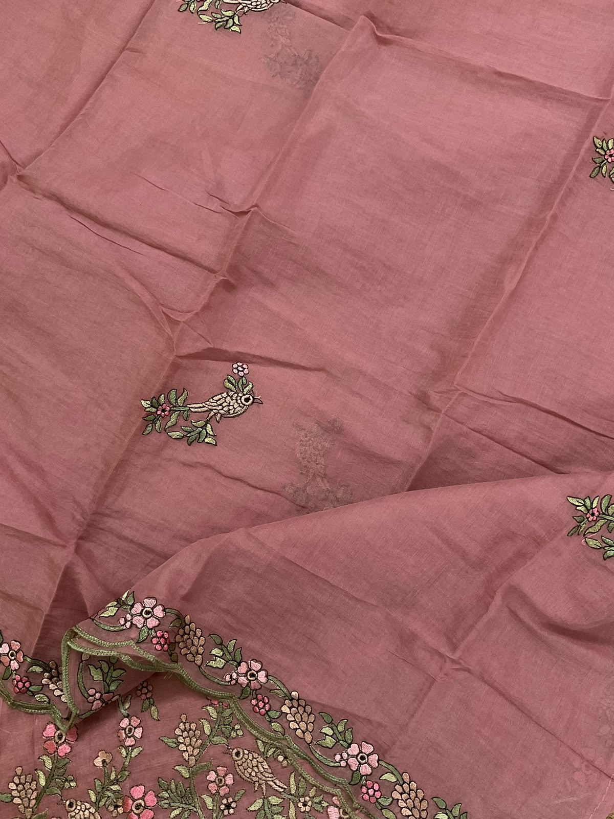 Soft Chanderi Embroidered Suit - Pink