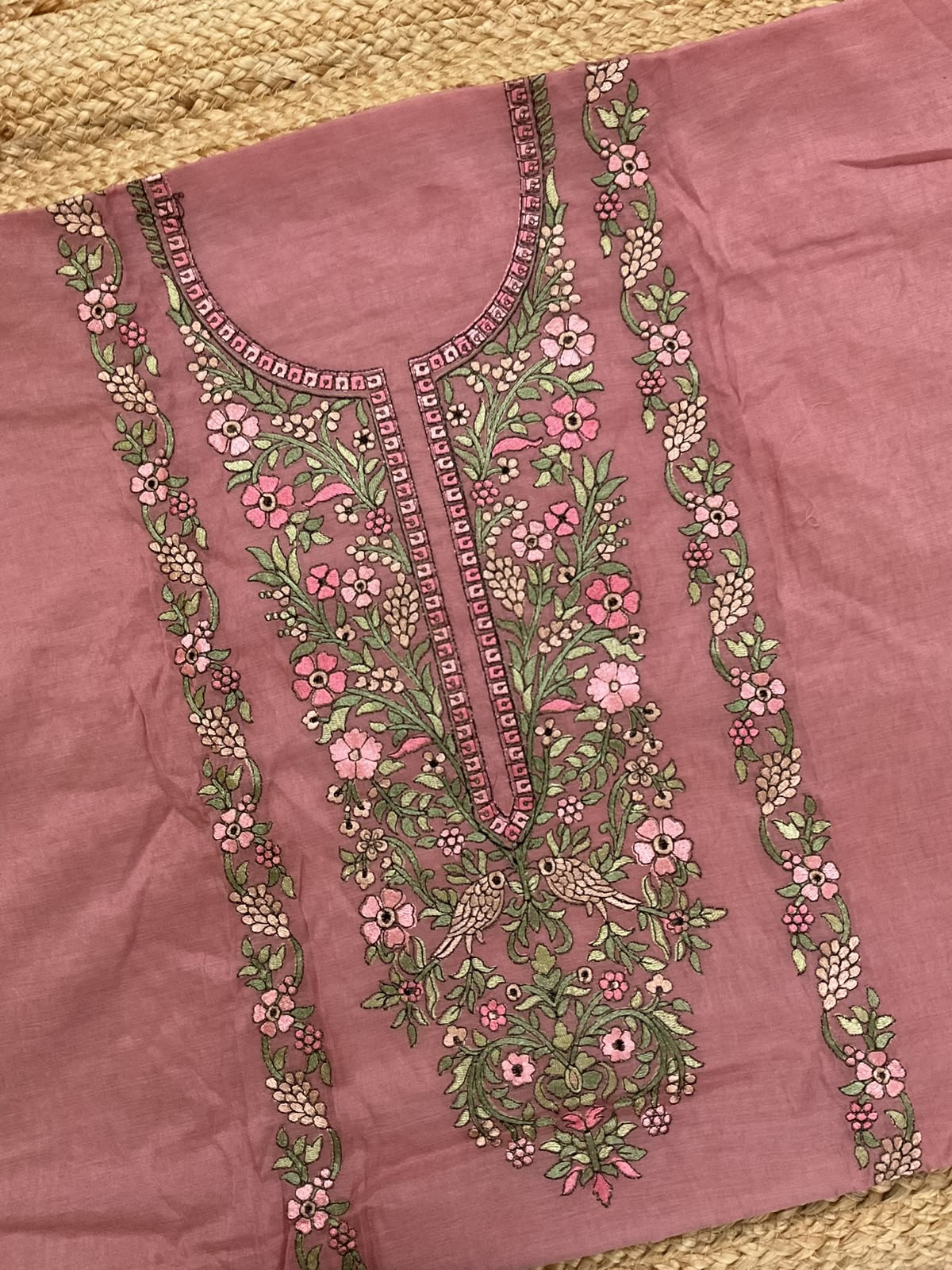 Soft Chanderi Embroidered Suit - Pink