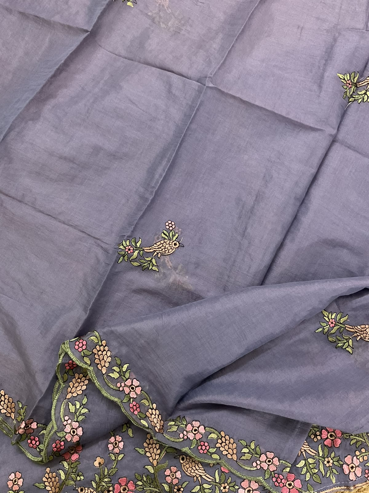 Soft Chanderi Embroidered Suit - Lavender