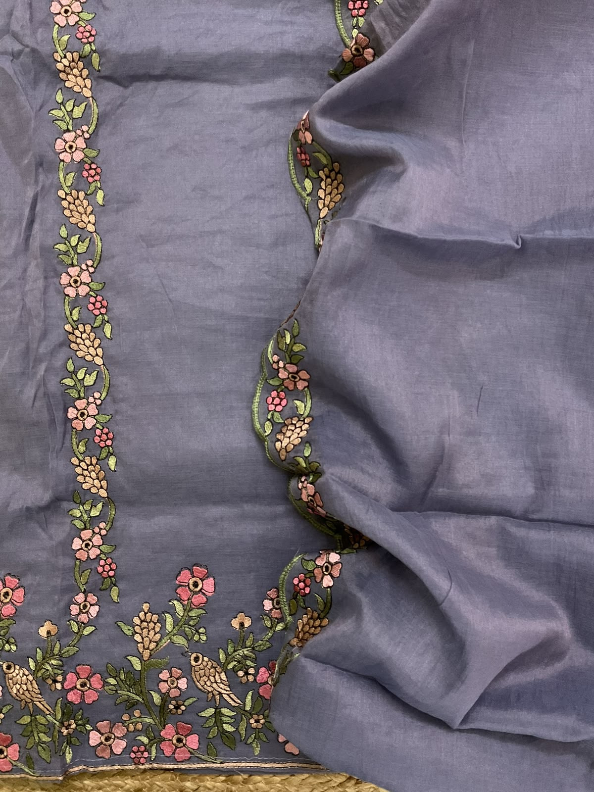 Soft Chanderi Embroidered Suit - Lavender