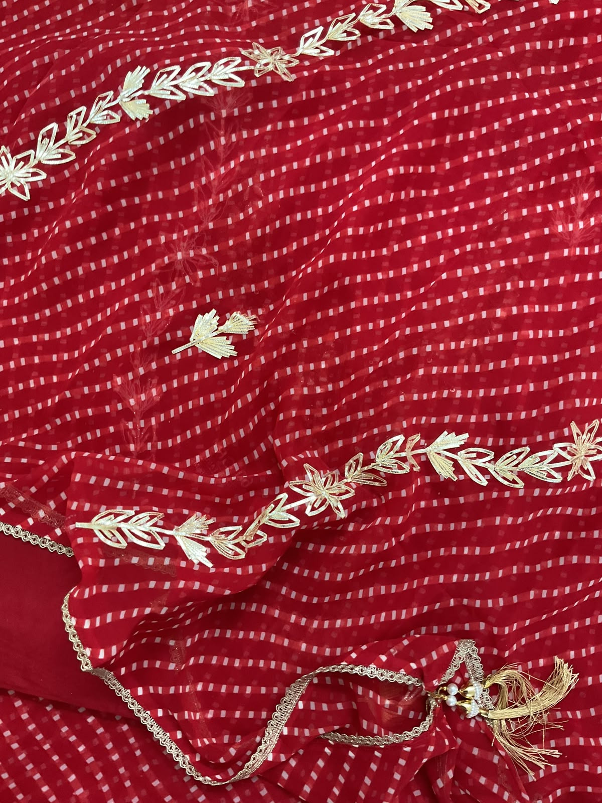 Soft Georgette Printed Embroidered Suit - Red