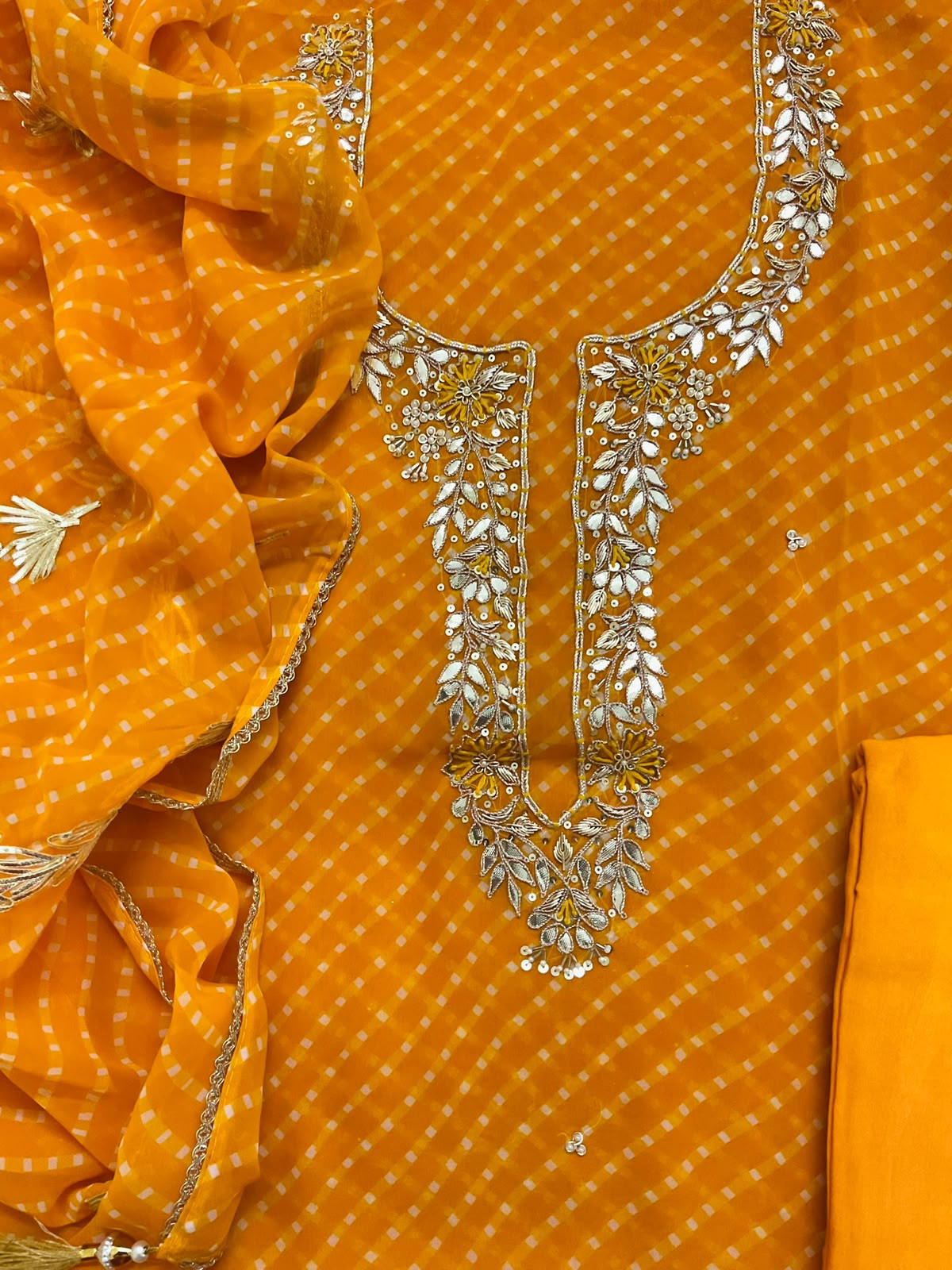 Soft Georgette Printed Embroidered Suit - Yellow