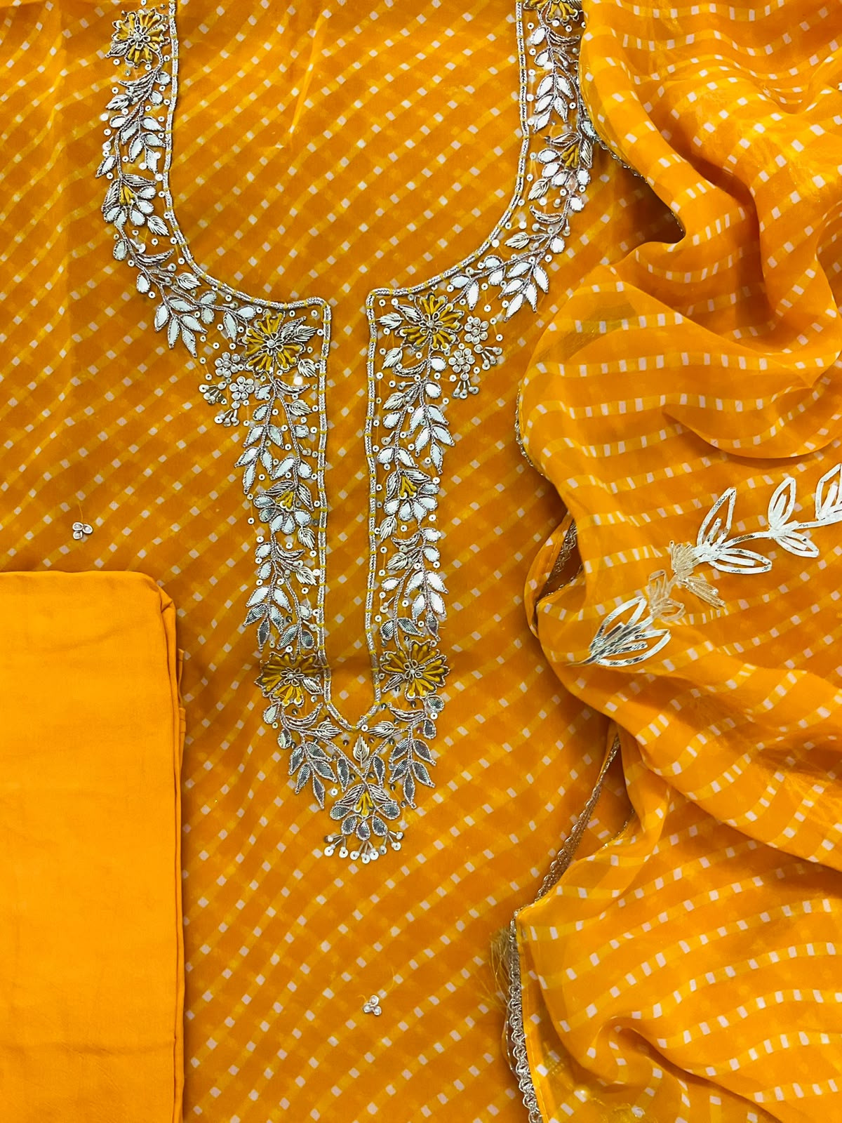 Soft Georgette Printed Embroidered Suit - Yellow