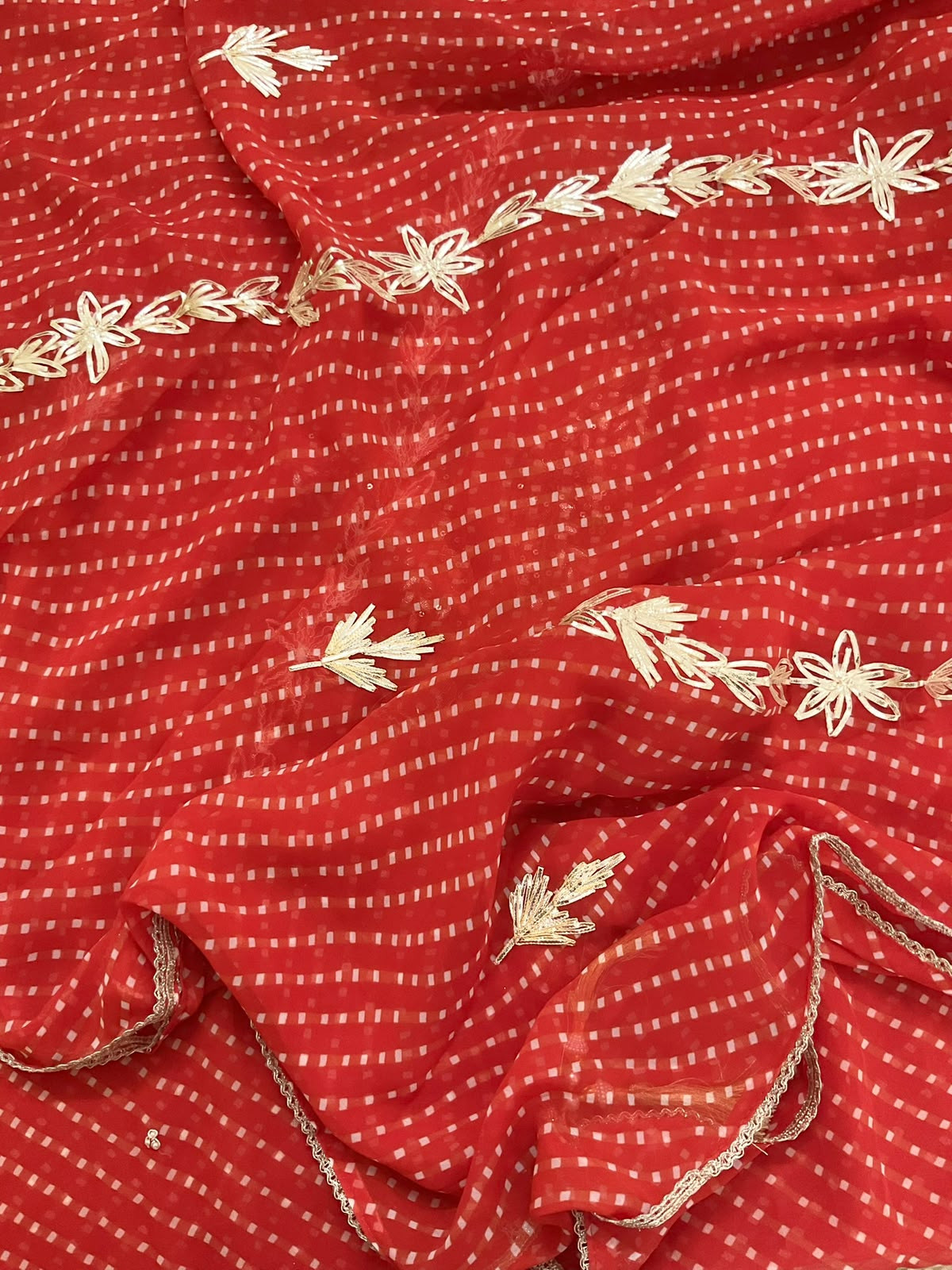 Soft Georgette Printed Embroidered Suit - Orange