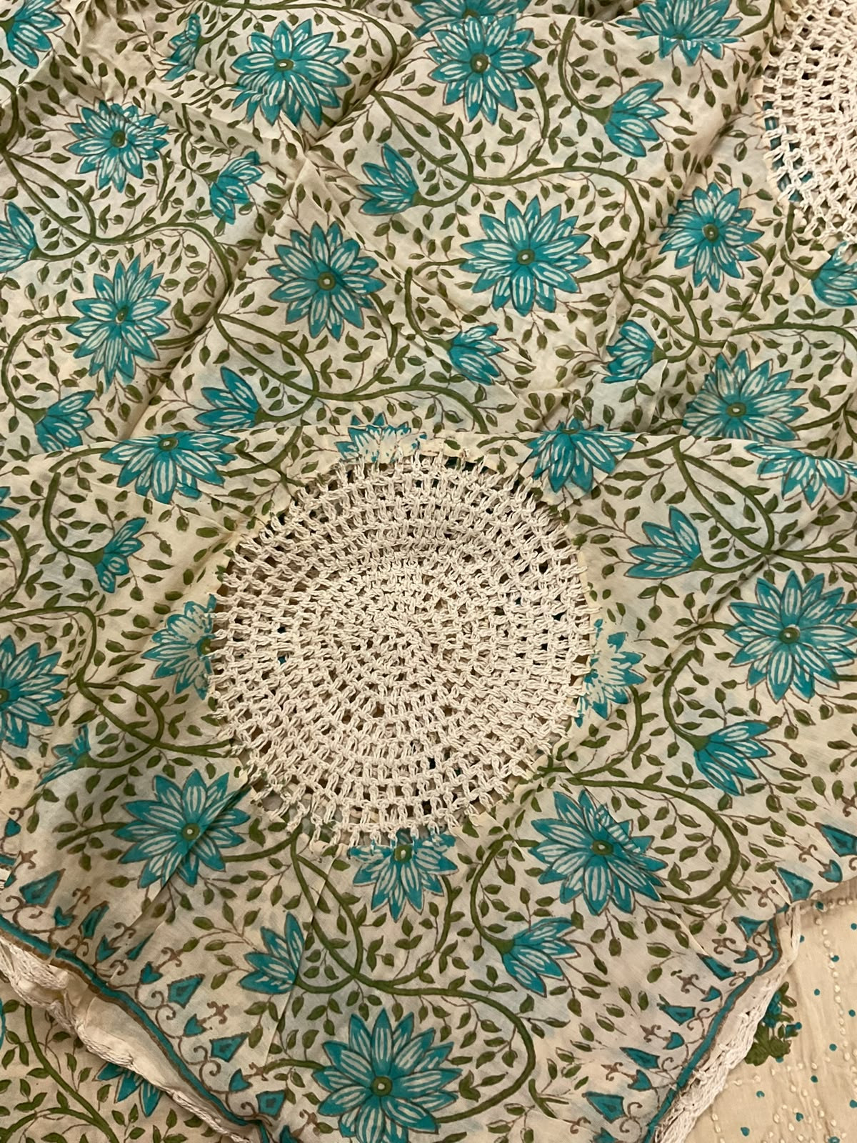 Pure Cotton Printed Embroidered Suit - Beige