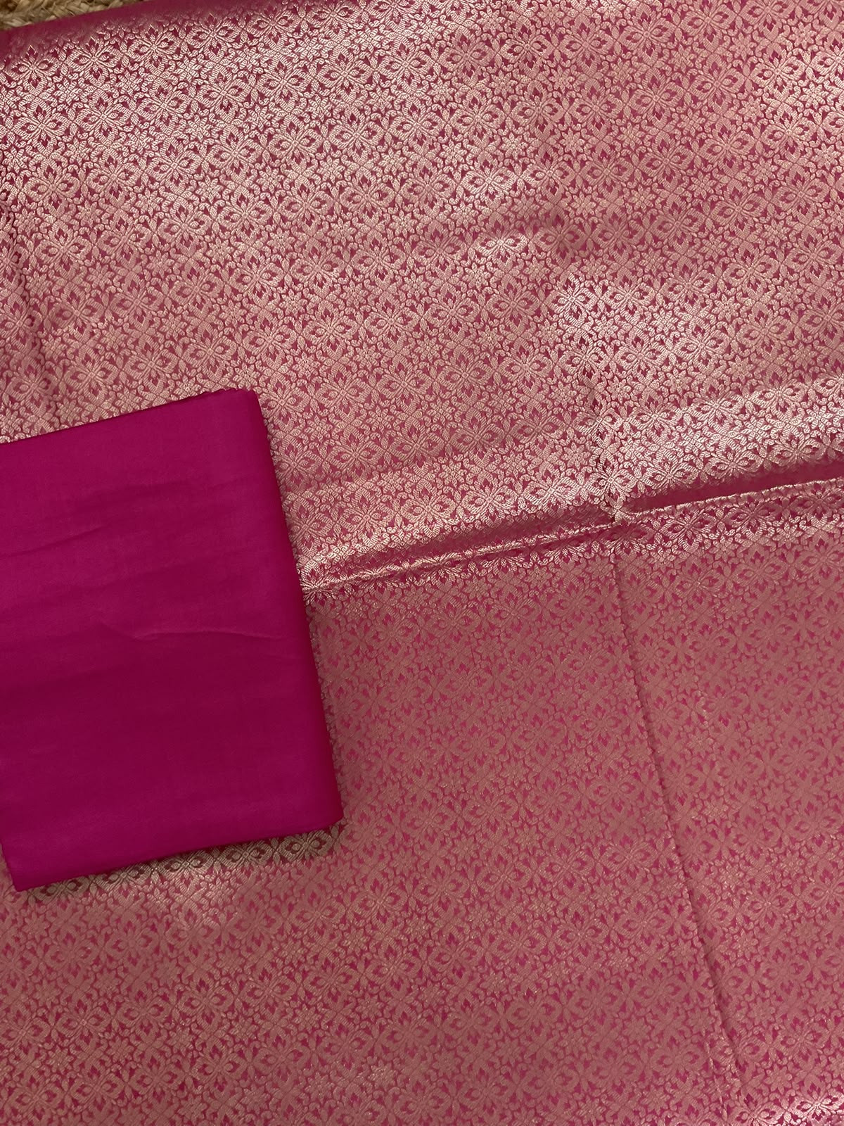 Pure Mul Chanderi Brocade Banarasi Weaved Suit - Pink