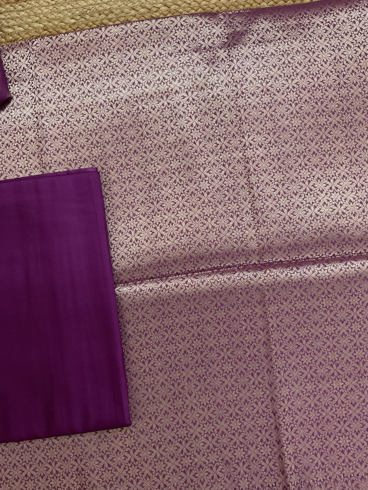 Pure Mul Chanderi Brocade Banarasi Weaved Suit - Violet