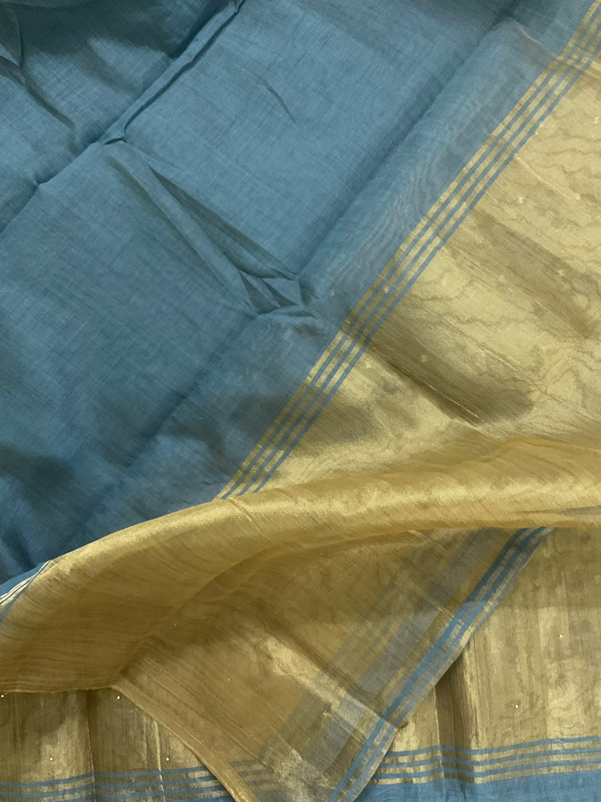 Soft Slub Chanderi Banarasi Weaved Embroidered Suit - Blue