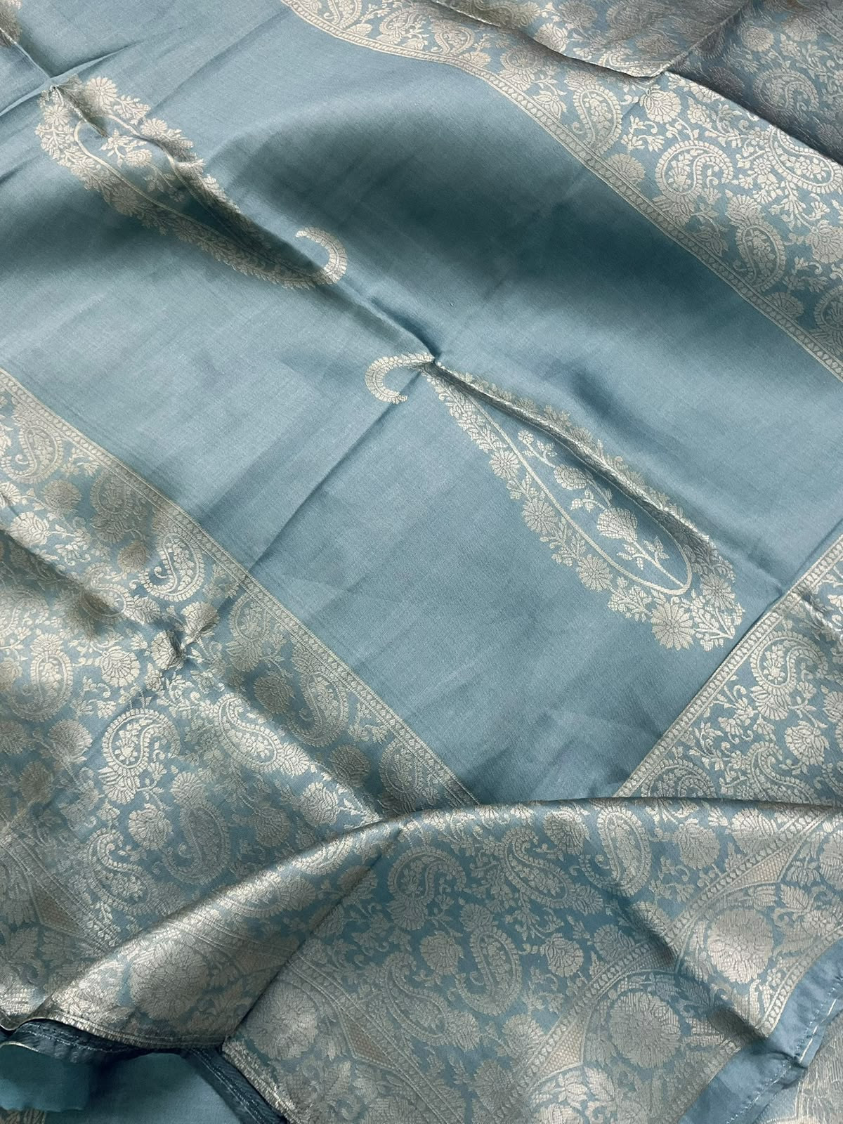 Soft Cotton Silk Banarasi Weaved Embroidered Suit - Grey
