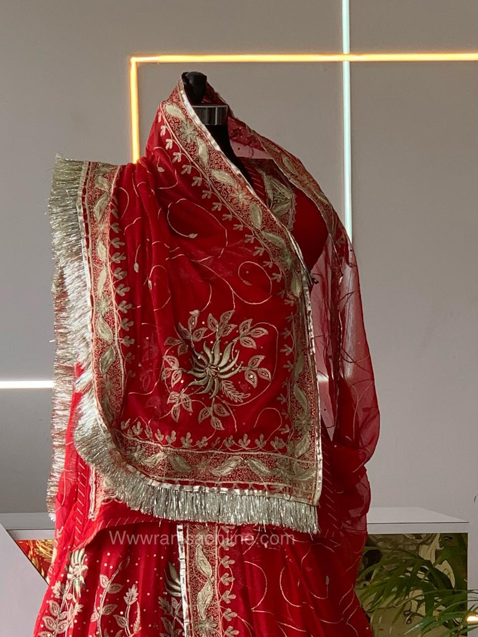 Red bridal zari