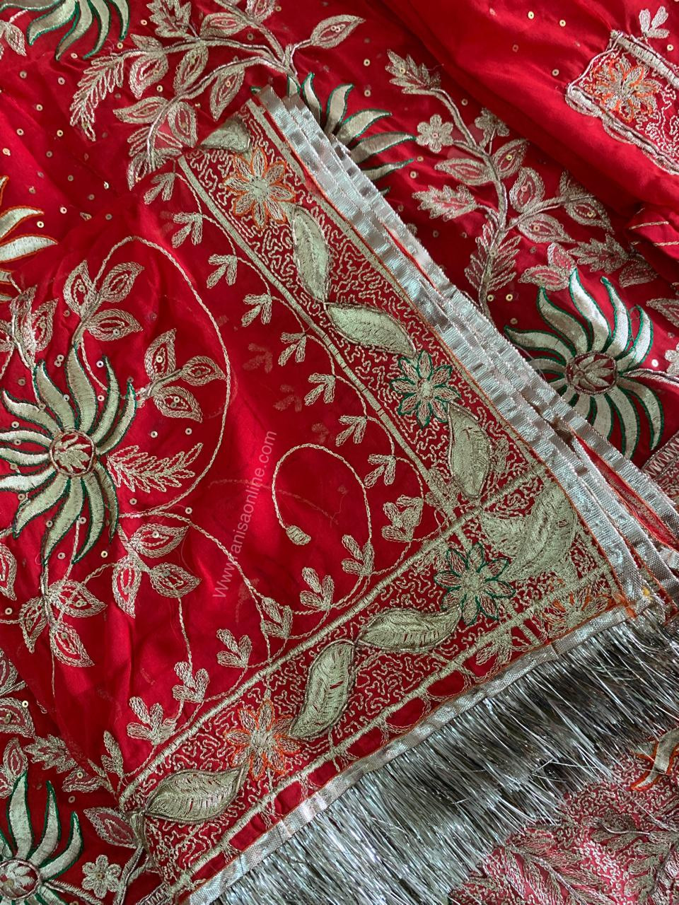 Red bridal zari