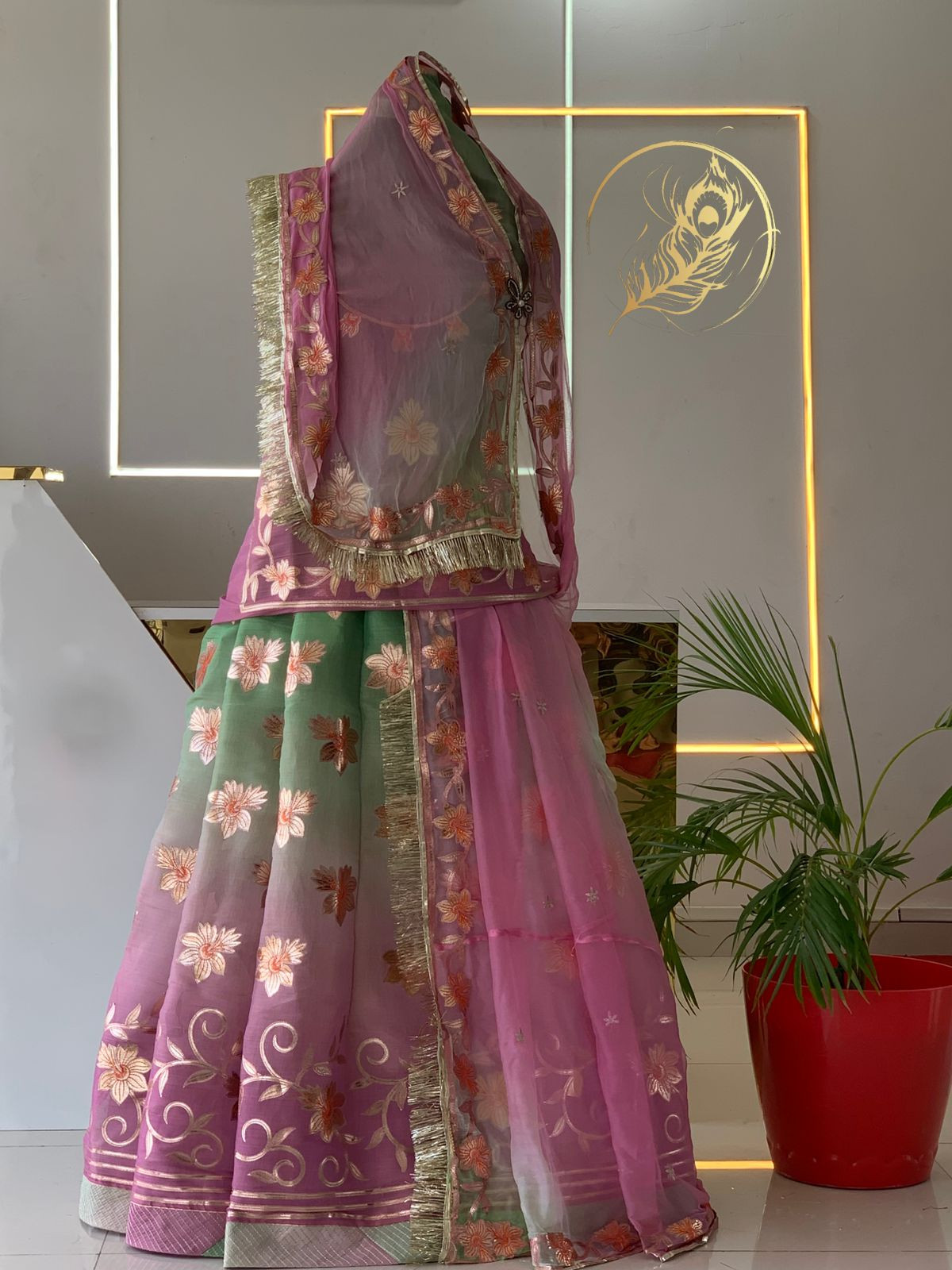 Glossy silk poshak