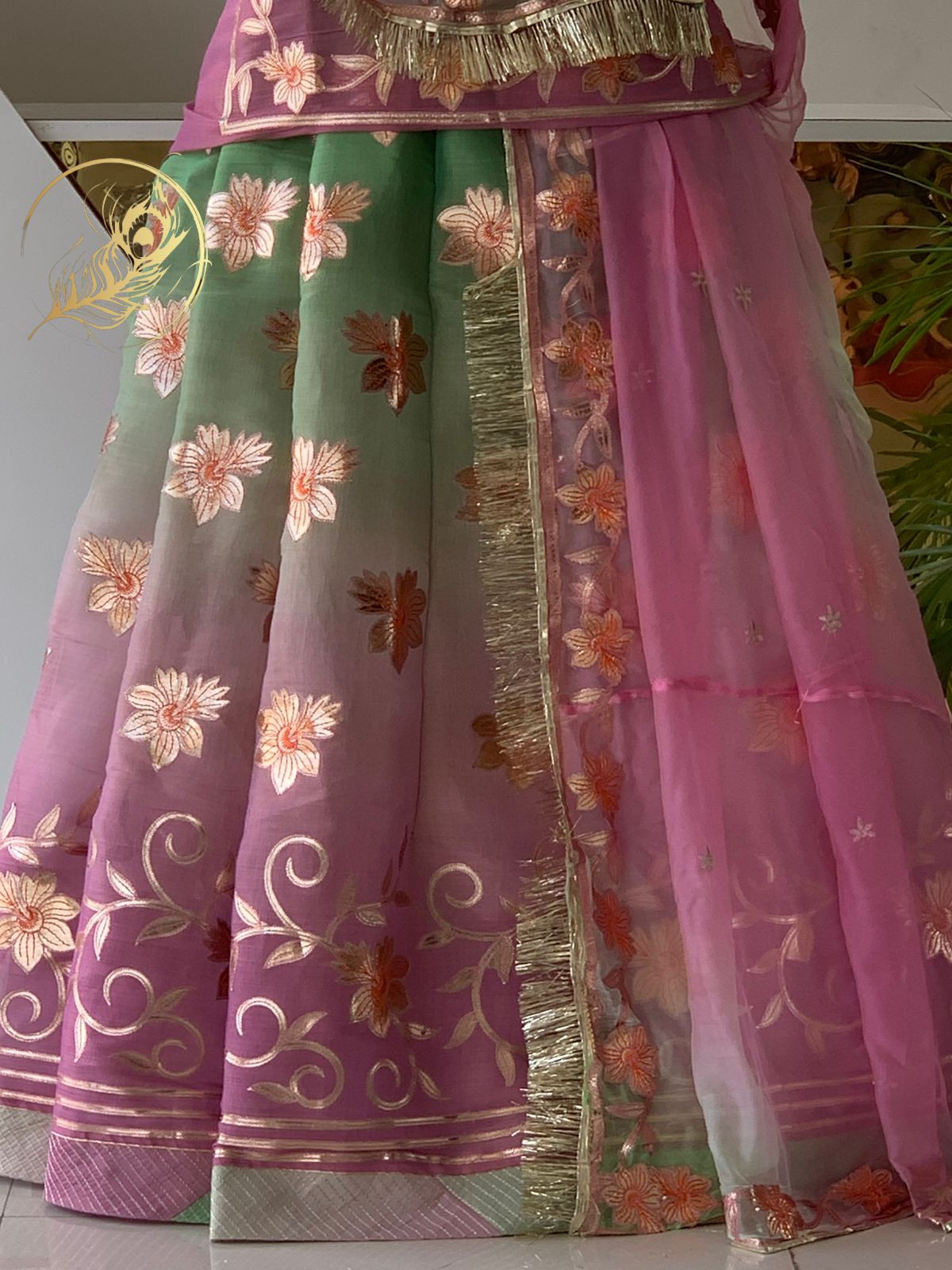 Glossy silk poshak