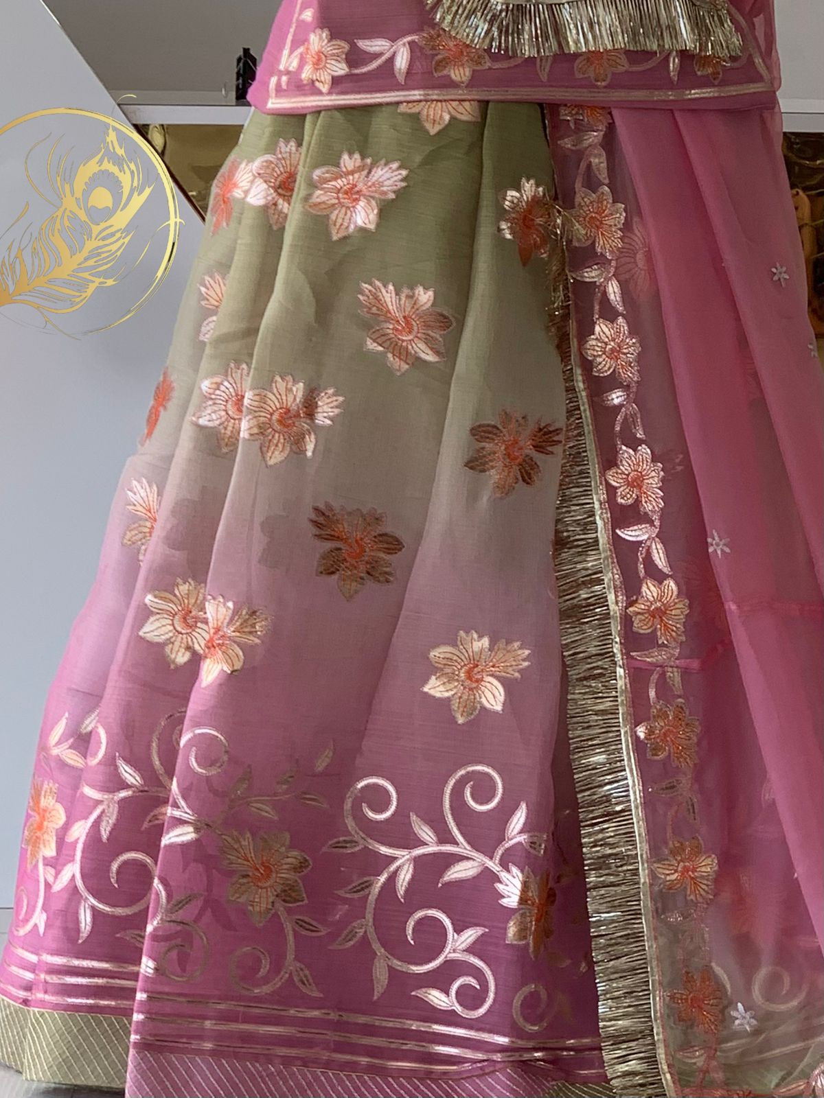 Glossy silk poshak