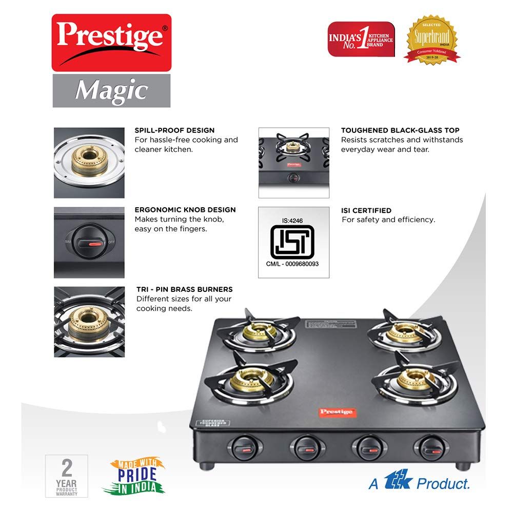 prestige magic gtmc glass steel manual gas stove
