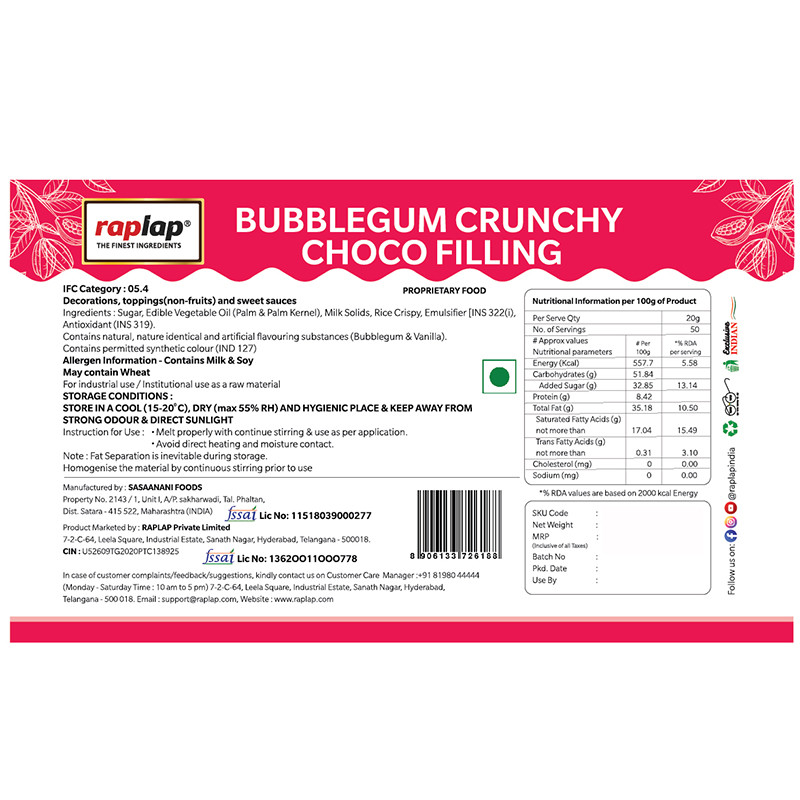 Bubblegum crunchy choco filling sticker