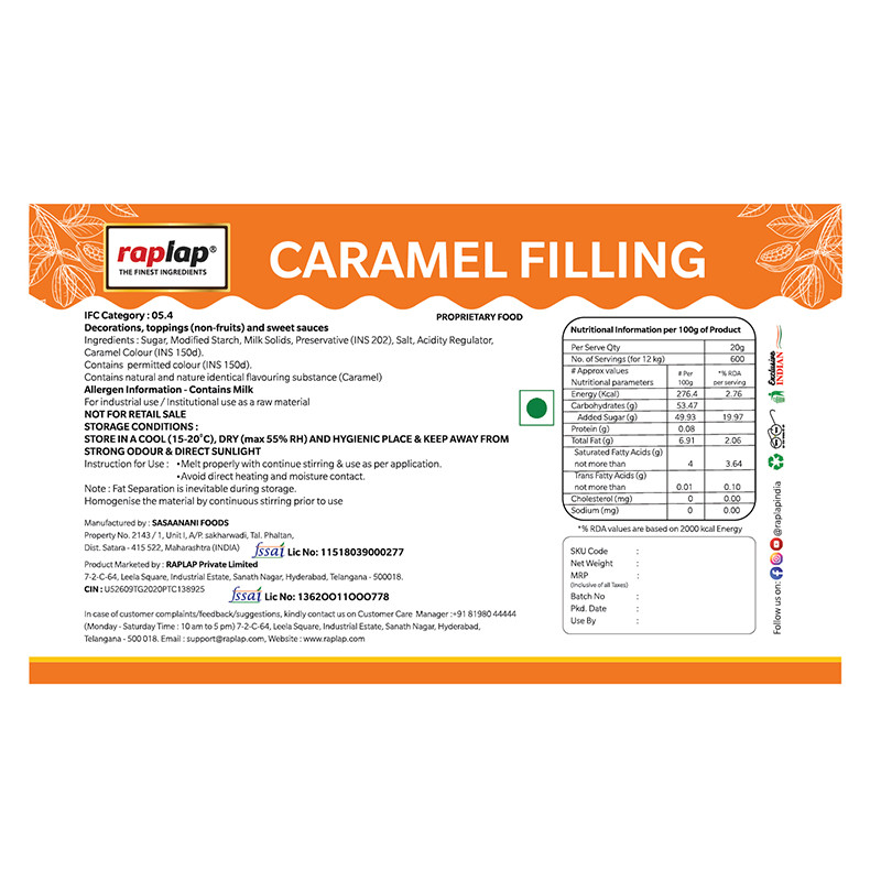Caramel filling sticker