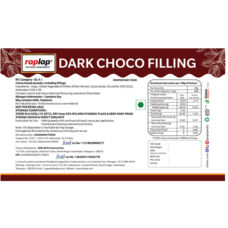 Dark choco filling sticker