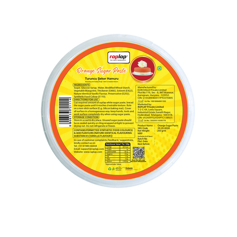 Raplap Orange Sugar Paste 200g