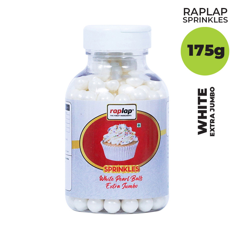 Raplap Sprinkle Pearl Balls White Extra Jumbo 175grms