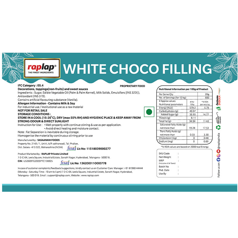 White choco filling sticker