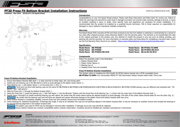 FSA PF30/BB386 BB ROAD