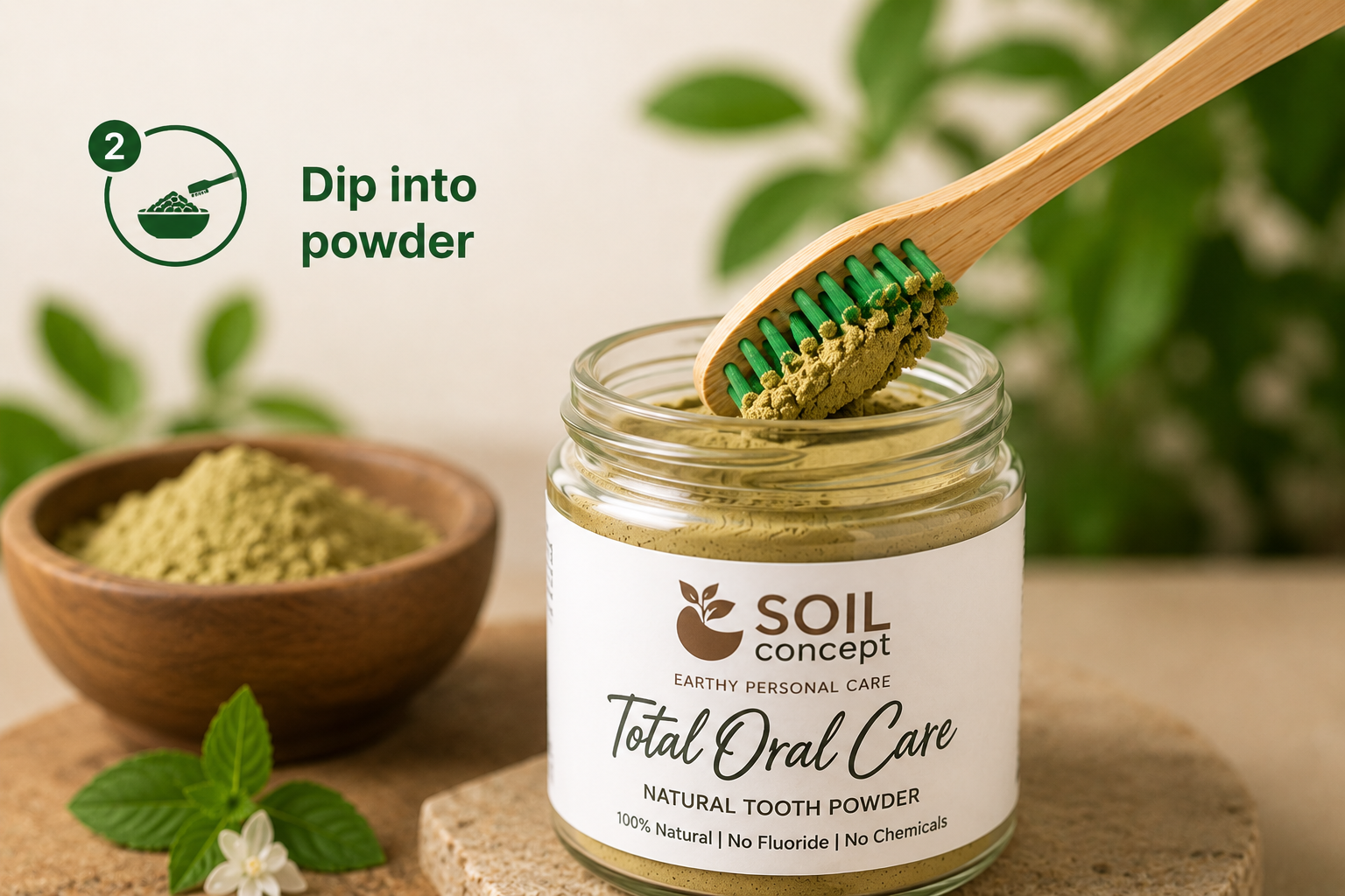 Dip Toothbrush Into Powder Jar Asset