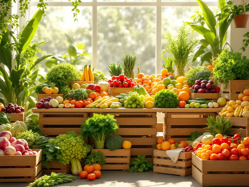 Fresh organic fruits and vegetables