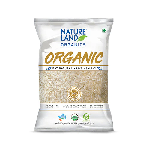 Natureland Sona Masoori Rice - 1 Kg Premium and Organic