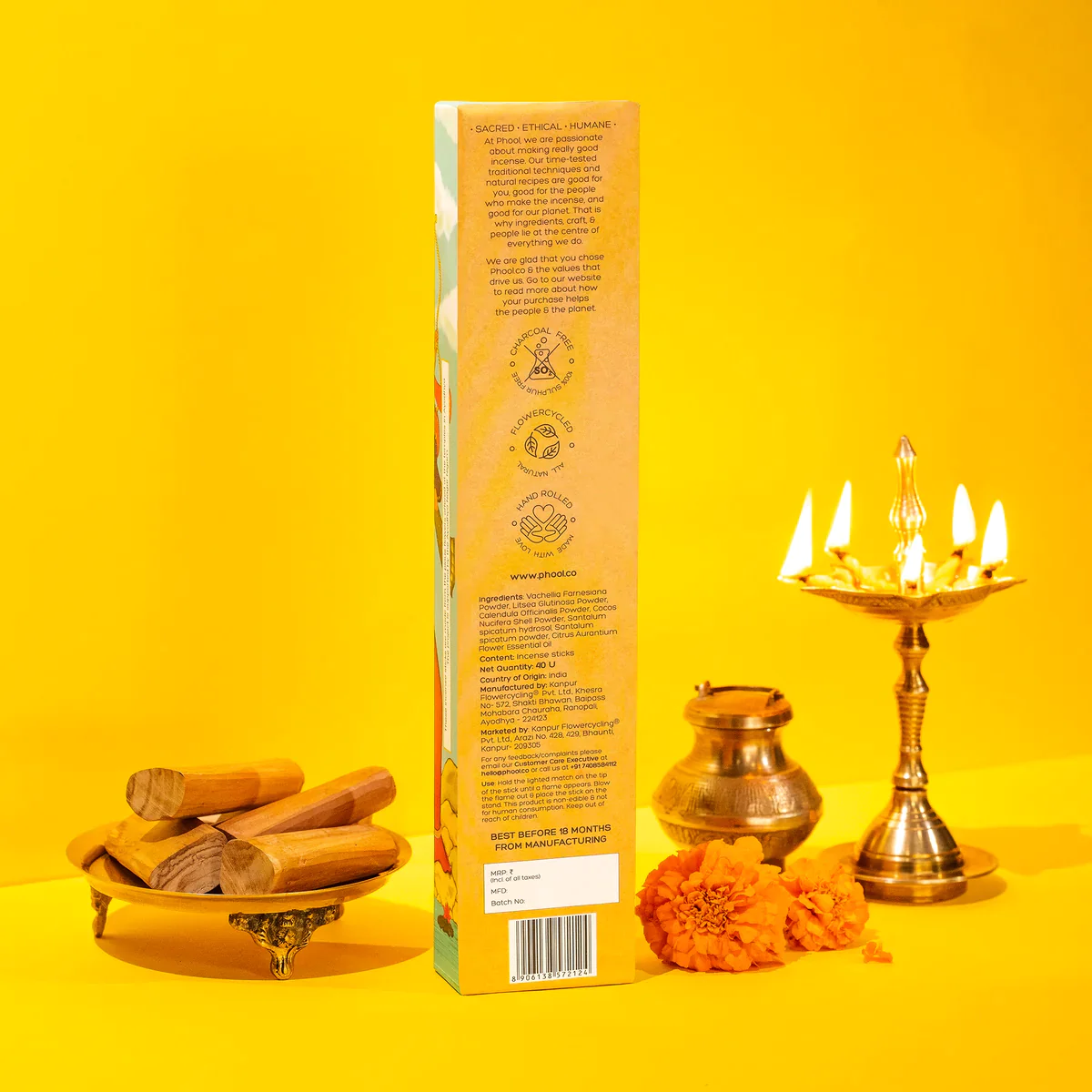 Phool Ayodhya Incense Sticks -Special Pack Soumya Chandan Fragrance Flowers Offered at Ayodhya Temples I 40 Sticks