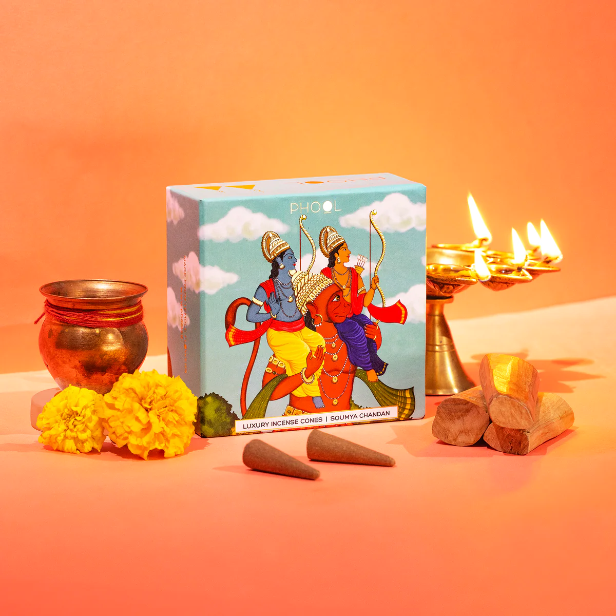 Phool Ayodhya Incense Cones - Special Pack - Soumya Chandan Fragrance Flowers Offered at Ayodhya Temples I 40 Cones