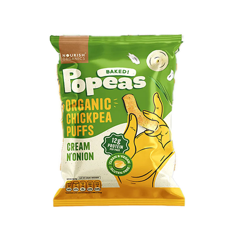 Nourish Organics Popeas Cream Onion 60g Protein Puffs