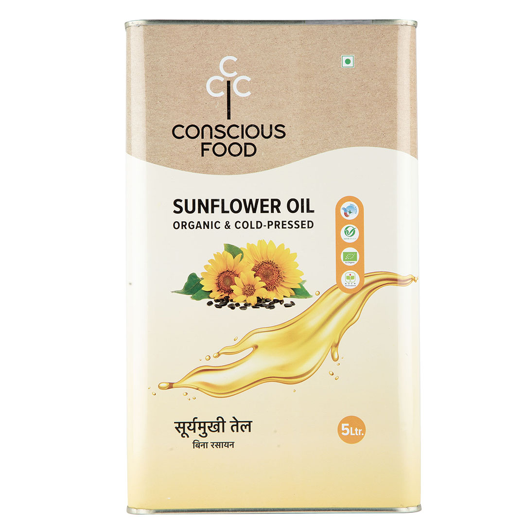 Conscious Food Cold Pressed Sunflower Oil - 5 Ltr