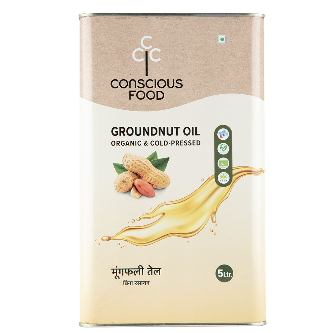Conscious Food Cold Pressed Groundnut Oil - 5 Ltr