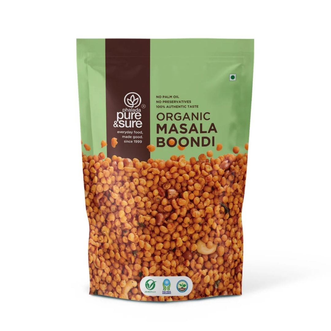 Pure  Sure Organic Masala Boondi 100g  crispy masala boondi pack front view
