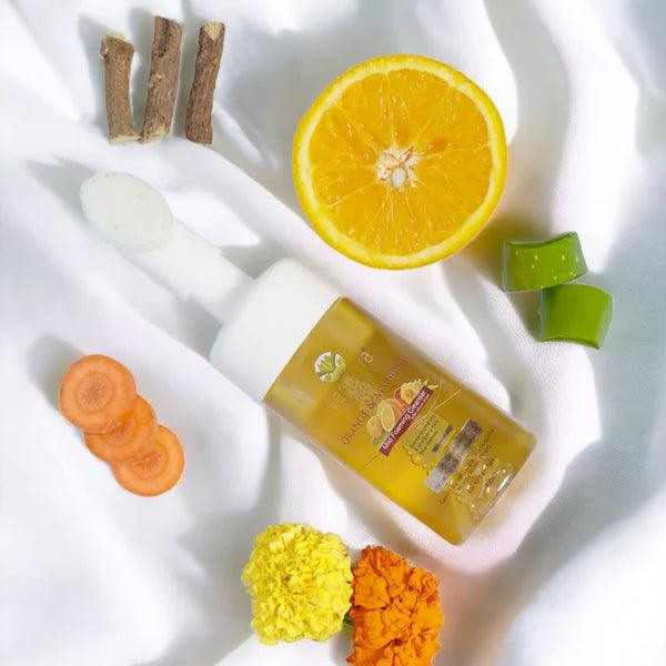 Image of Orange & marigold mild foaming face cleanser with silicon brush - 100 ml