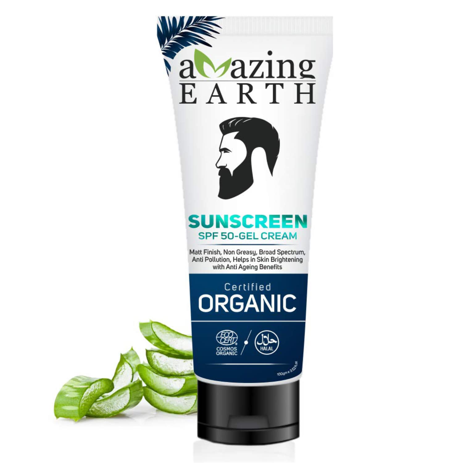 AMAzing EARTH SPF 50 Organic Sunscreen for Men - Matt Finish Anti-Aging 80ml