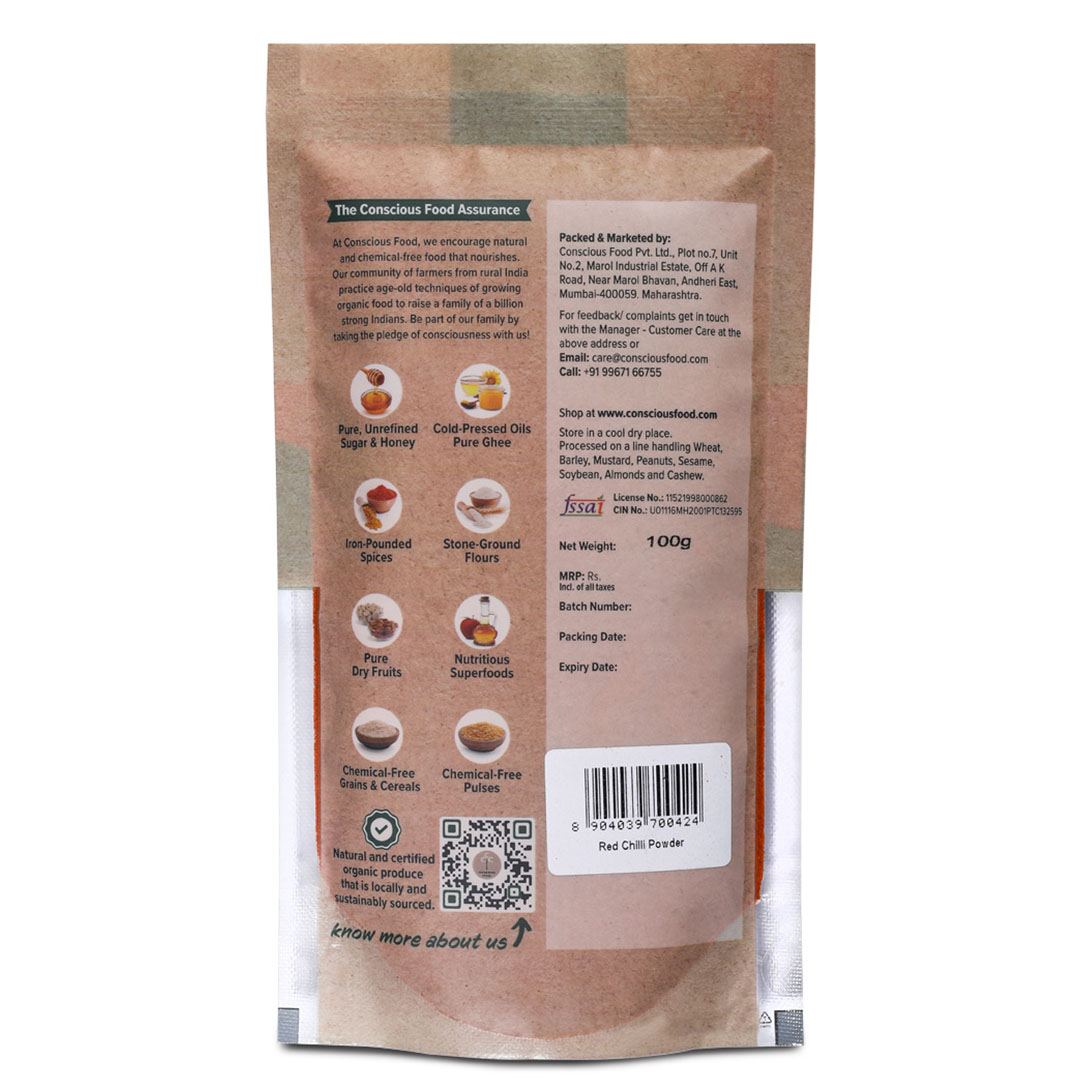 Conscious Food Red Chilli Powder - 100 Gm