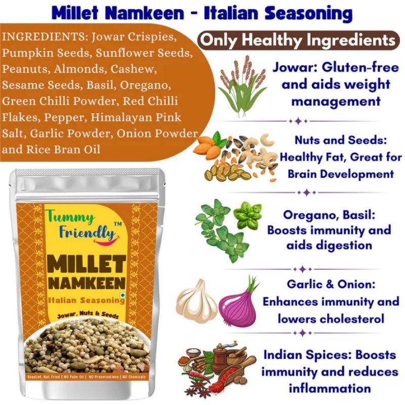 TummyFriendly Roasted millet namkeen tf italian seasoning - 70 gm