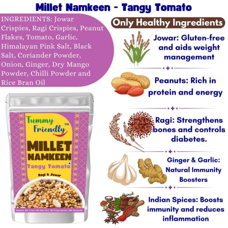 TummyFriendly Roasted millet namkeen tf tangy tomato - 70 gm