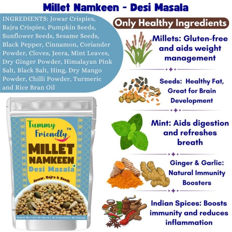 TummyFriendly Roasted millet namkeen tf desi masala - 70 gm