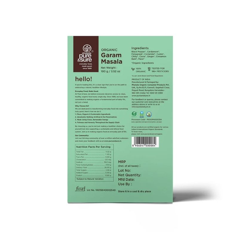 Pure Sure Organic Garam Masala - 100 Gm